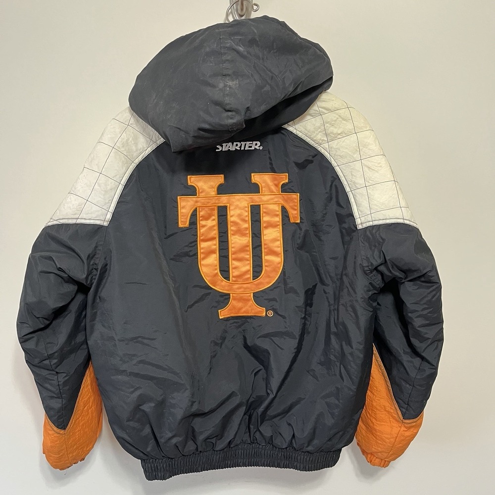 Vintage Tennessee Volunteers Starter‎ Jacket 90s Black Org Hooded Football Sz L
